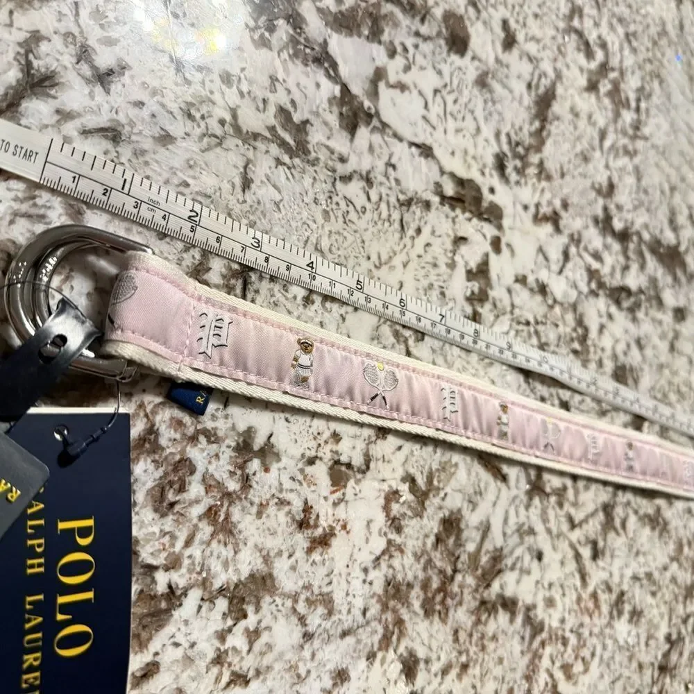 Polo Ralph Lauren Pink Tennis Bear Canvas Belt – Kids XS / Extra Small – NWT